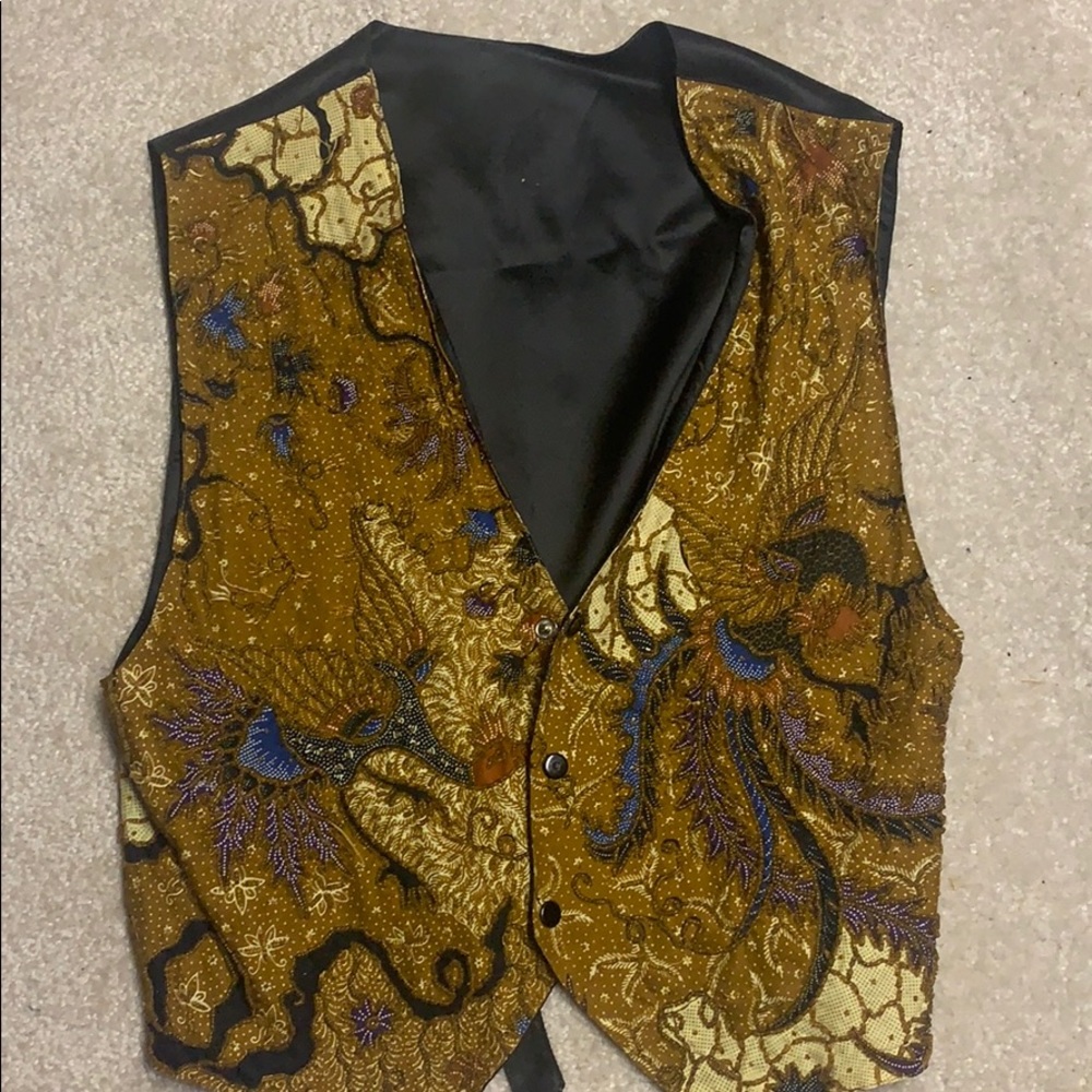 Beautiful hand beaded vest with satin back